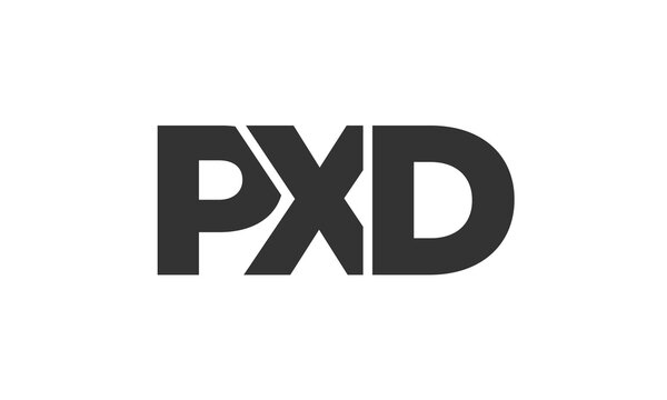 PXD logo design template with strong and modern bold text. Initial based vector logotype featuring simple and minimal typography. Trendy company identity.