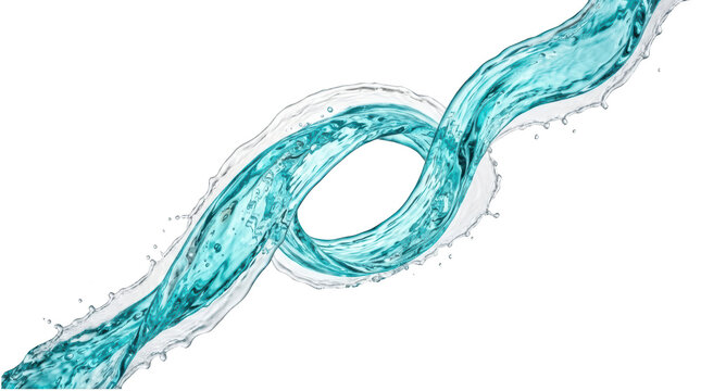 Blue water splash in a twisted loop isolated on transparent background