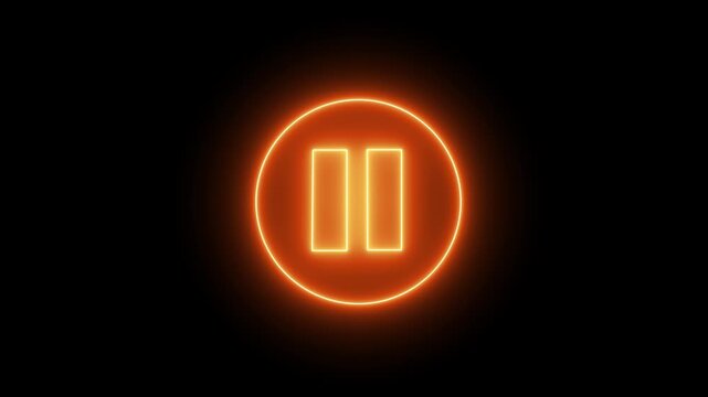 neon pause button icon inside circle for media player, video playback, and audio control
