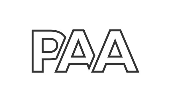 PAA logo design template with strong and modern bold text. Initial based vector logotype featuring simple and minimal typography. Trendy company identity.