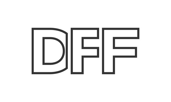 DFF logo design template with strong and modern bold text. Initial based vector logotype featuring simple and minimal typography. Trendy company identity.