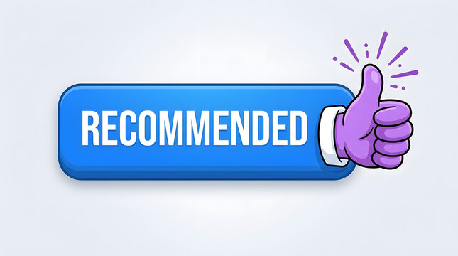 Animated button with thumb up indicating recommended selection