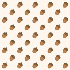 Seamless pattern with cute hand drawn acorns on a light background © Dina A