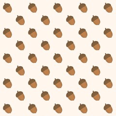 Seamless pattern of cute hand drawn acorns on a light background © Dina A