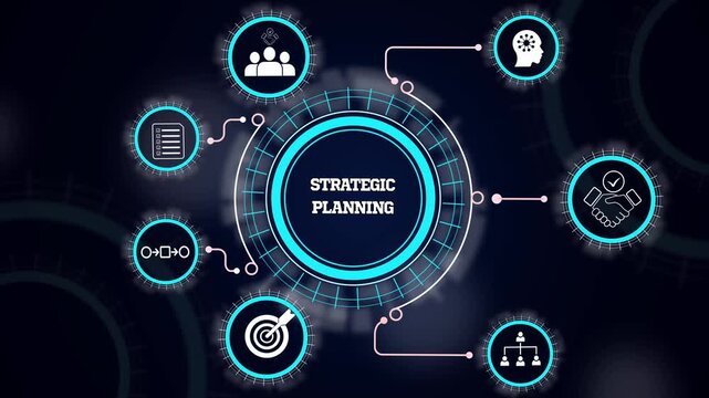 Modern strategic planning visual featuring enterprise growth strategy, corporate objective mapping and leadership