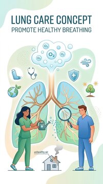 Healthy Breathing Concept Lung Care Oxygen Air Quality Medical Health Respiratory System