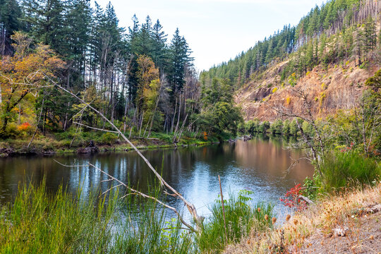 Clackamas River in Oregon in autumn season