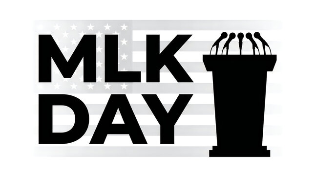 Mlk day podium illustration with american flag background