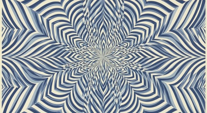 Black and white geometric pattern with a hypnotic star shape design