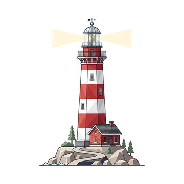 vector illustration of a classic maritime lighthouse. lighthouse on white background.