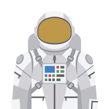 Astronaut character in white spacesuit flat vector illustration