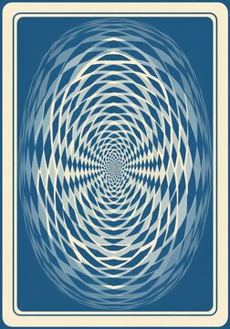 Abstract blue and white oval pattern design on a playing card back