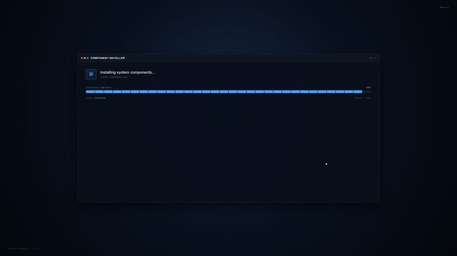 Software installation progress bar loading on a dark computer screen