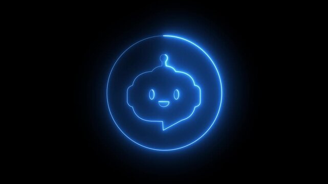 neon chatbot mascot avatar icon for artificial intelligence, customer support, virtual assistant, AI chat bot, and digital