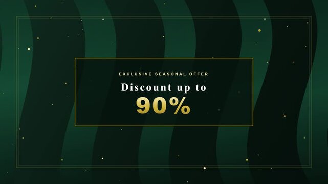 Exclusive seasonal offer promotion with ninety percent discount and gold particles