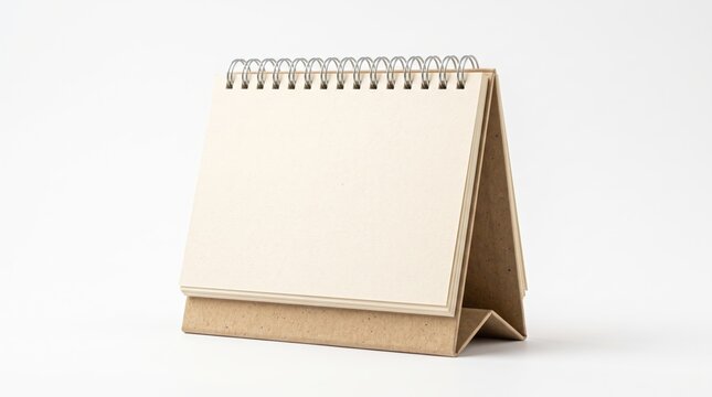 Blank desktop spiral calendar made of brown recycled paper material