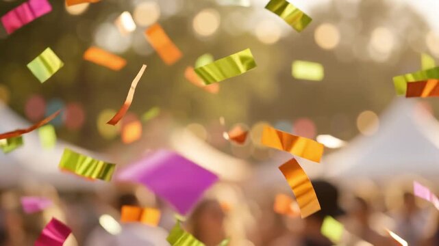 Lime Orange Pink Confetti Falling Summer Festival Bokeh
