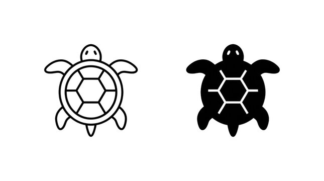 Turtle icon, sea turtle icon, tortoise icon, minimal vector graphic isolated on transparent background