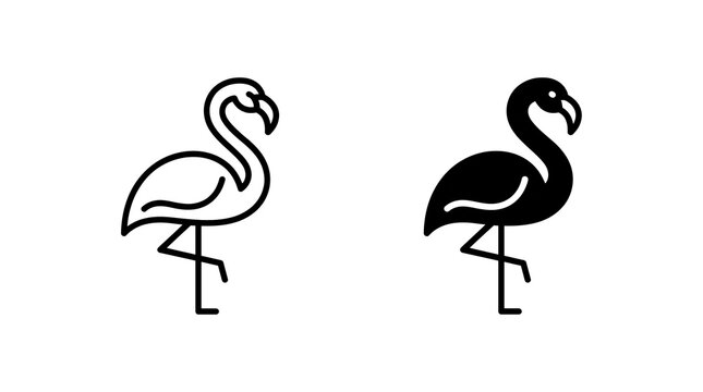 Flamingo bird icon set isolated on transparent background