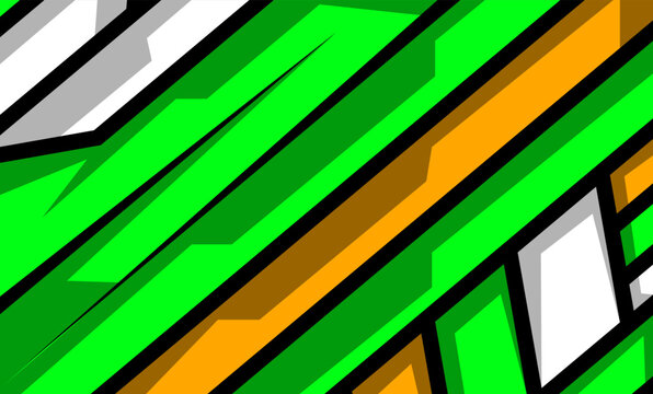 Vibrant green yellow orange diagonal speed block pattern graphic for superbike racing decals