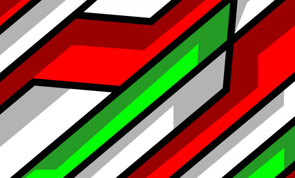 Aggressive red green grey geometric jagged slash graphic for extreme racing livery