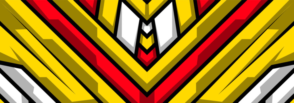 Symmetrical yellow and red aggressive sharp chevron pattern graphic for racing