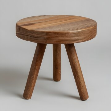 Small round wooden stool with three legs illustration