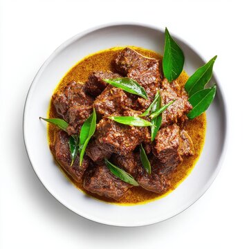 Hari Raya rendang daging beef rendang  isolated on a white background