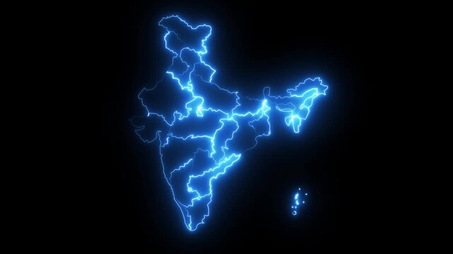 Neon Glowing France Map Outline Motion Video Cyberpunk LED Country Border Loop Graphic