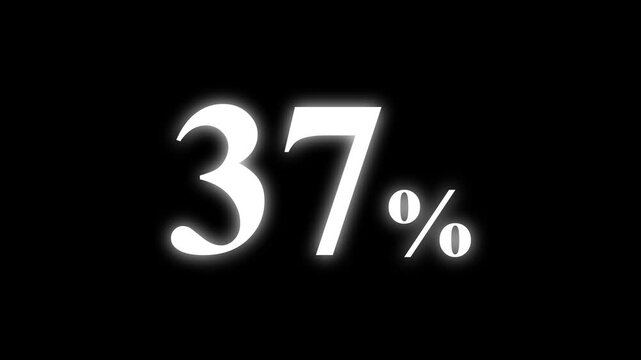 Abstract 37 percent animation on black background. percent with a transparent background. Perfect for video overlays, Rendered in high quality.