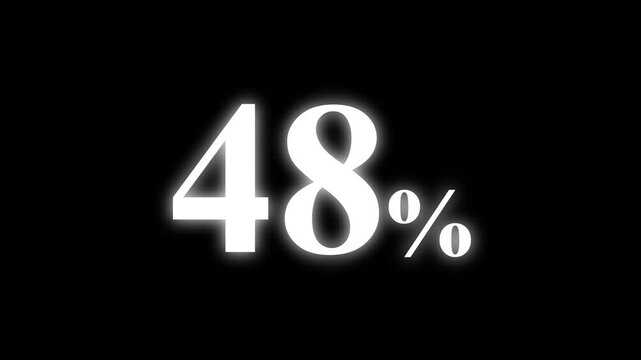 Abstract 48 percent animation on black background. percent with a transparent background. Perfect for video overlays, Rendered in high quality.