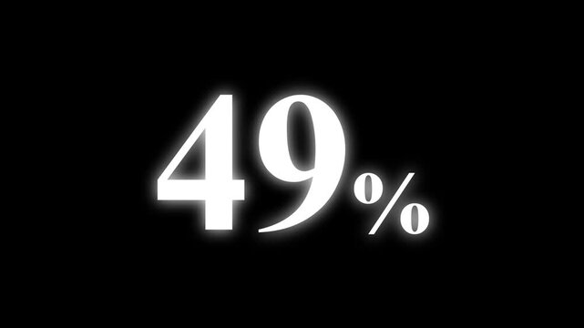 Abstract 49 percent animation on black background. percent with a transparent background. Perfect for video overlays, Rendered in high quality.