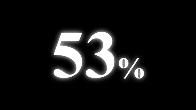 Abstract 53 percent animation on black background. percent with a transparent background. Perfect for video overlays, Rendered in high quality.