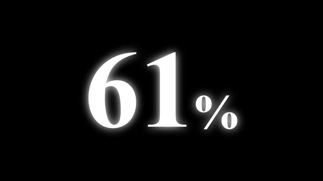 Abstract 61 percent animation on black background. percent with a transparent background. Perfect for video overlays, Rendered in high quality.
