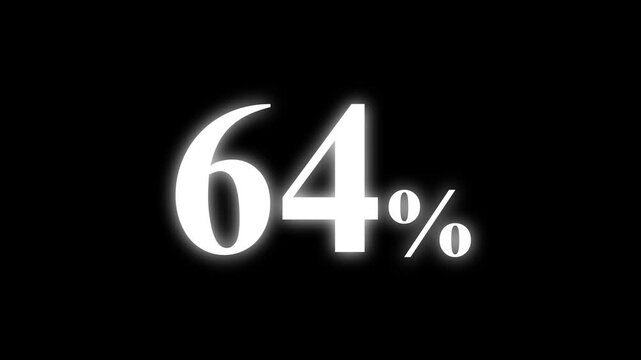 Abstract 64 percent animation on black background. percent with a transparent background. Perfect for video overlays, Rendered in high quality.