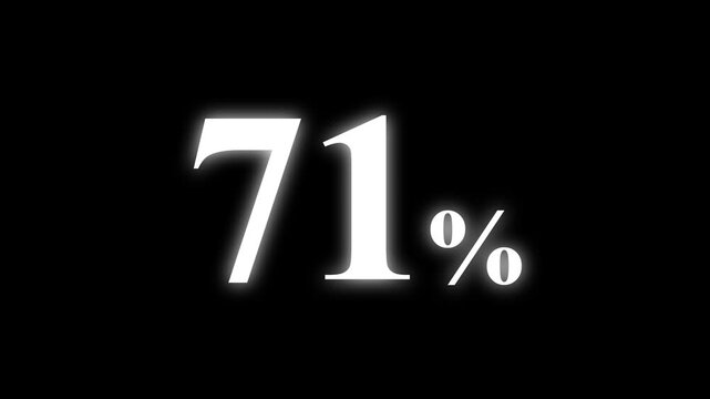 Abstract 71 percent animation on black background. percent with a transparent background. Perfect for video overlays, Rendered in high quality.