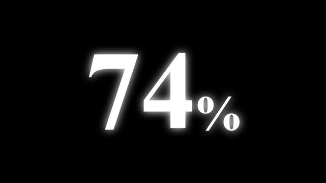 Abstract 74 percent animation on black background. percent with a transparent background. Perfect for video overlays, Rendered in high quality.