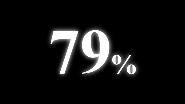 Abstract 79 percent animation on black background. percent with a transparent background. Perfect for video overlays, Rendered in high quality.