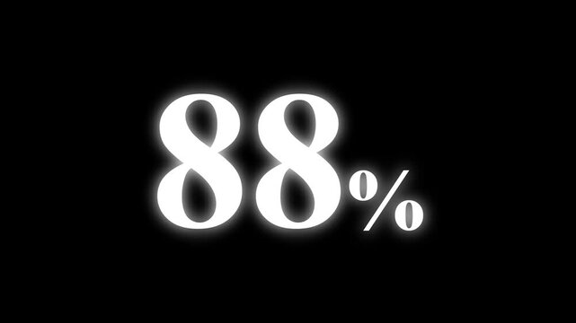 Abstract 88 percent animation on black background. percent with a transparent background. Perfect for video overlays, Rendered in high quality.