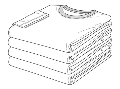 A stack of neatly folded white t-shirts isolated on a white background.