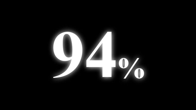 Abstract 94 percent animation on black background. percent with a transparent background. Perfect for video overlays, Rendered in high quality.