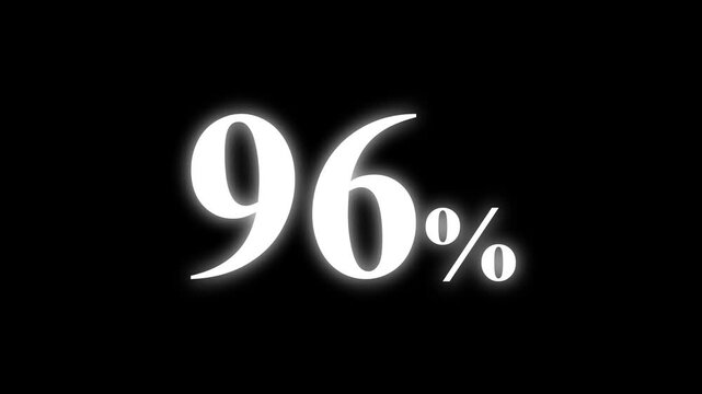 Abstract 96 percent animation on black background. percent with a transparent background. Perfect for video overlays, Rendered in high quality.