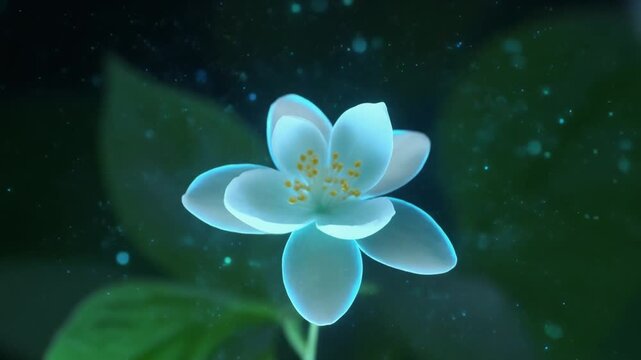 Ethereal Blue Wildflower Blooming with Yellow Anthers, Soft Bokeh Background, Nature Photography from Concept 1003 (1)(57).mp4