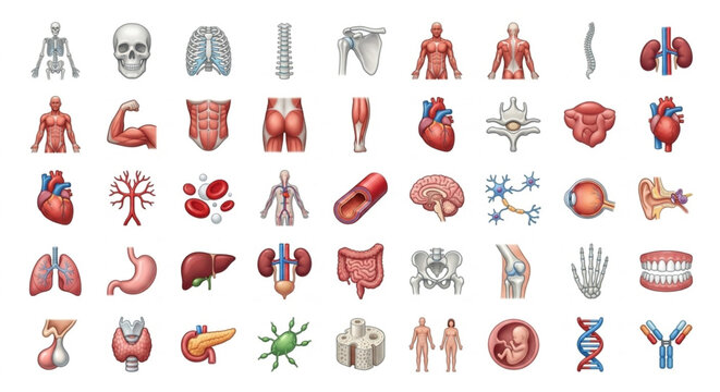 Human Anatomy and Internal Organs Vector Illustration Set 