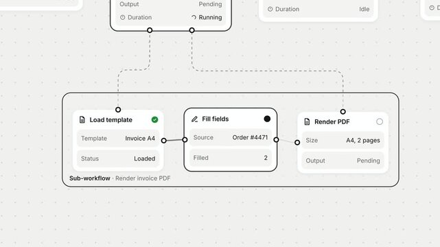 Node Pipeline Subworkflow Horizontal Flow Diagram, CI CD Software Development Process, Tech Abstract Automation Connection, Cloud Computing Integration Deployment Graphic, Programming Code Logic