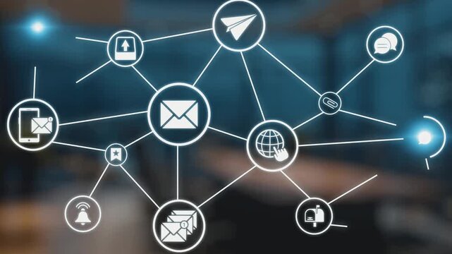 Email icons show digital communication, email service, and inbox management. Email supports online messaging, email notification, and secure exchange. Gist