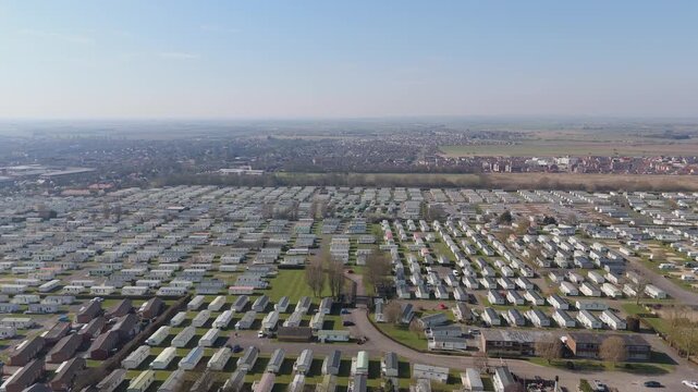 Aerial view of orderly mobile home rows