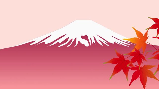 Mount Fuji with Red Maple Leaves 4K