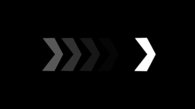 Fast forward white symbols icon symbol animation on black background. Fast forward sign moving right to left a arrow icon.4k animation