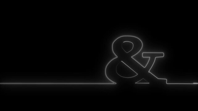 3D Render of Animated Glowig Font - And Symbol